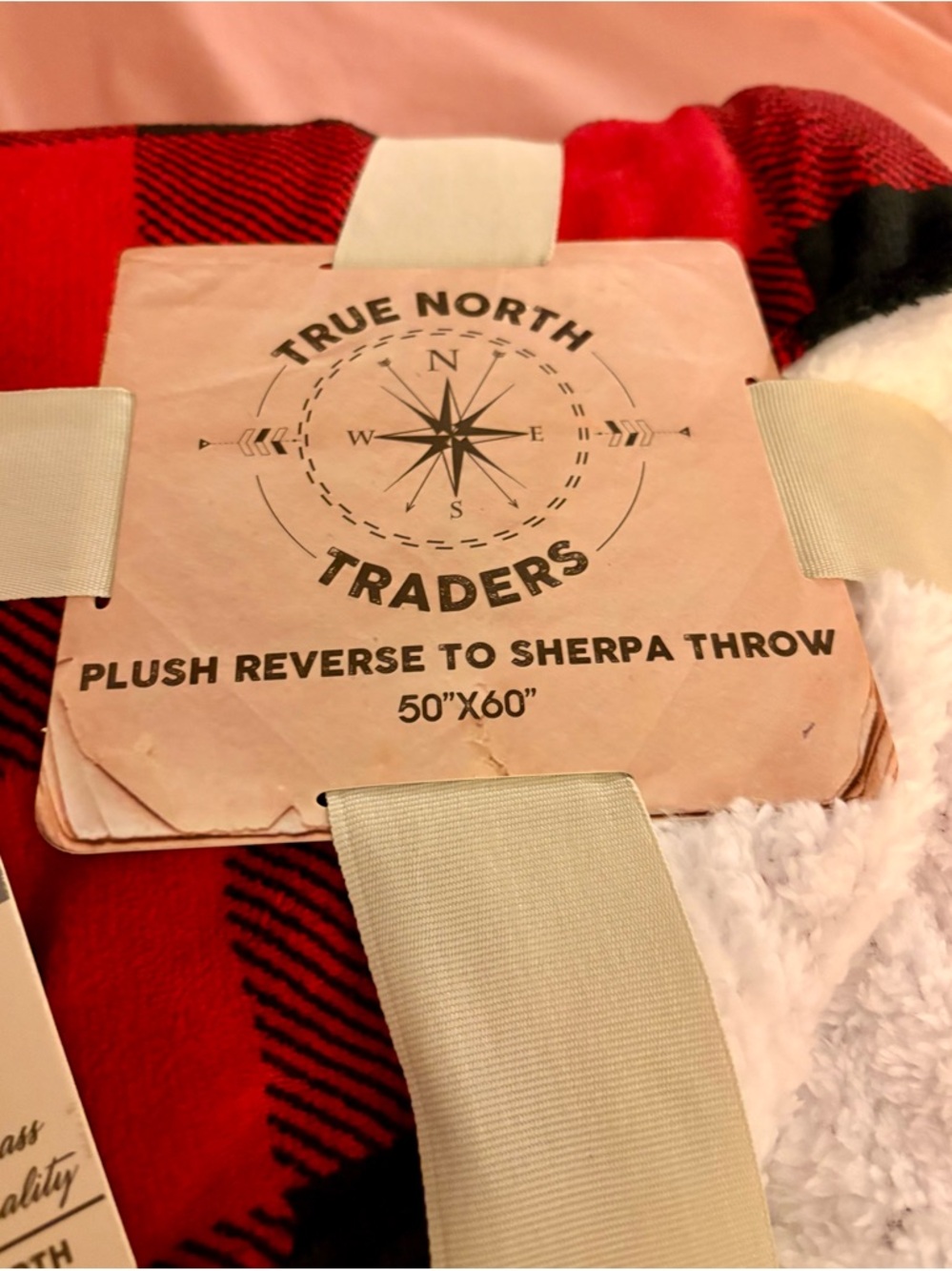 True North Traders Red Buffalo Plaid Plush Reversible Sherpa Throw - Picture 2 of 4